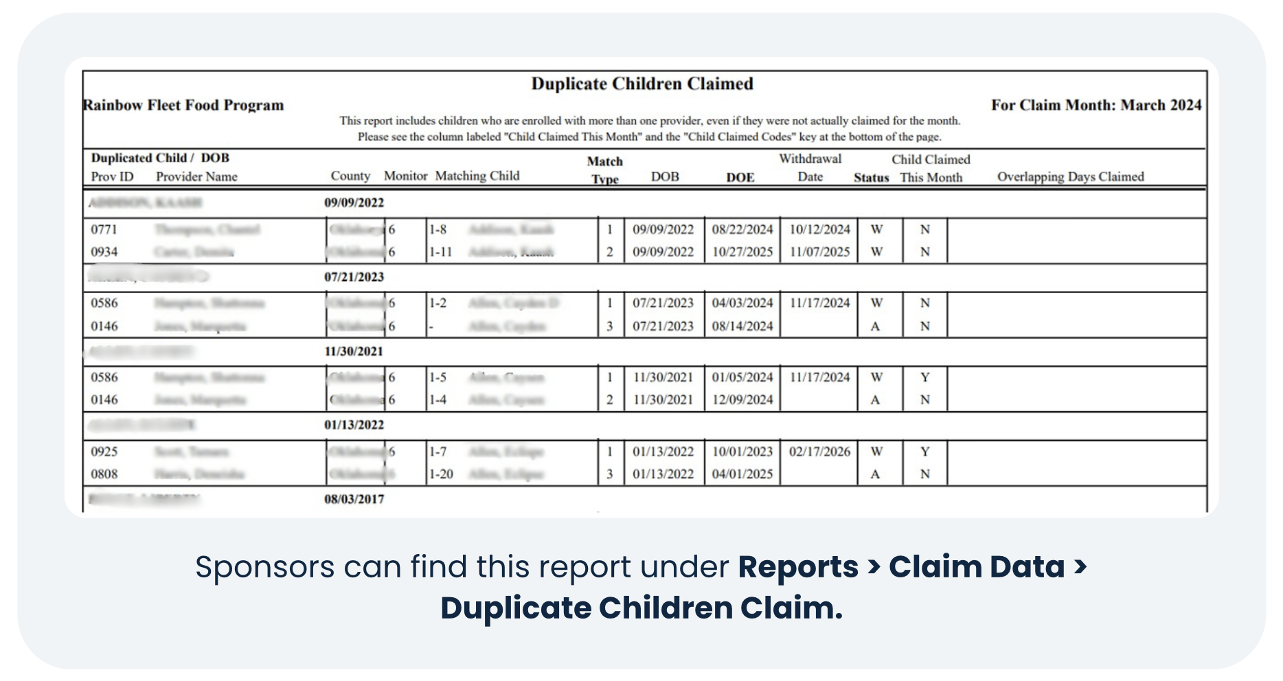 Duplicate Children Claim